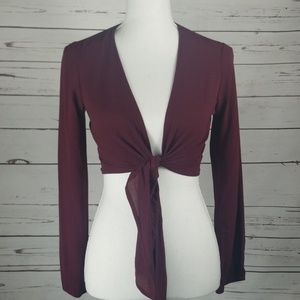 NWOT Burgundy Crop Cardigan Size Sm